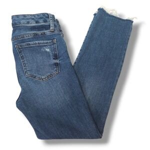 Kut From The Kloth Reese Ankle Straight Crop Jeans Raw Hem Distressed Denim 2
